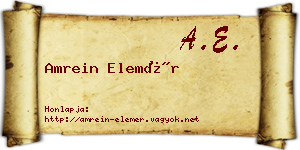 Amrein Elemér névjegykártya
